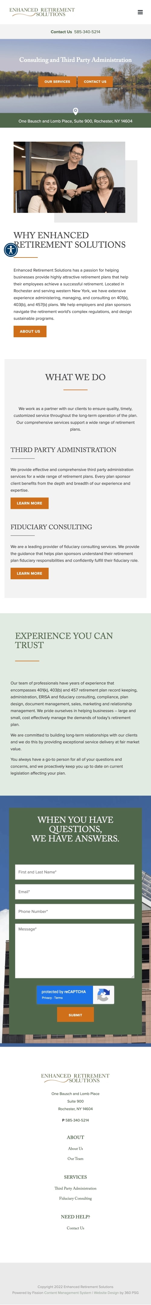 Enhanced Retirement Solutions Website - Mobile