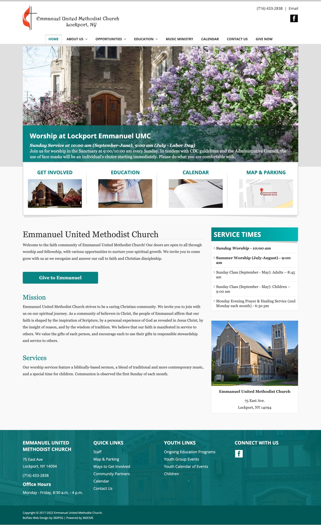 Emmanuel United Methodist Church Website - Desktop