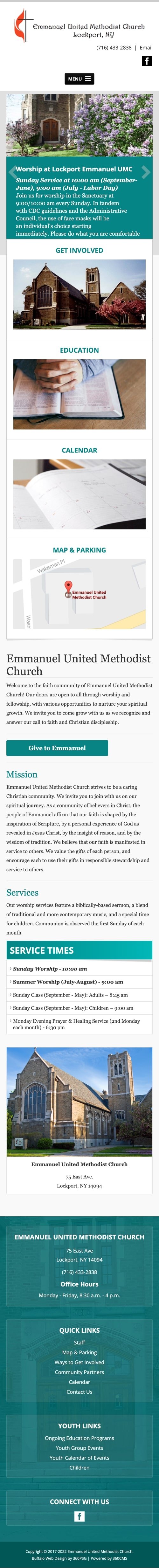 Emmanuel United Methodist Church Website - Mobile