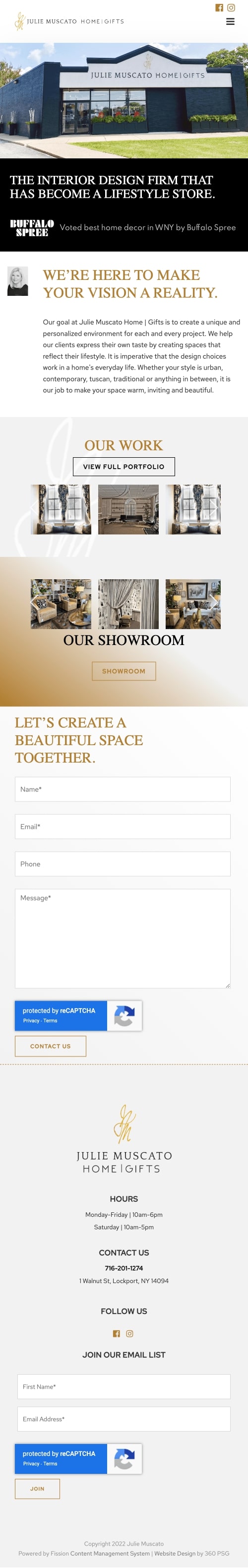 Julie Muscato Home & Gifts Website - Mobile