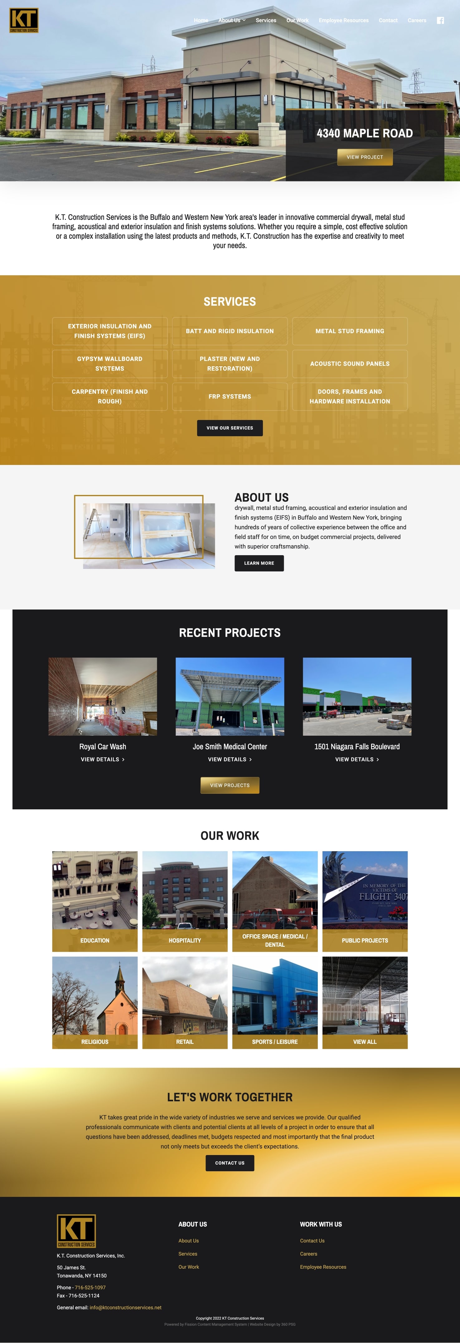 K.T. Construction Services Website - Desktop