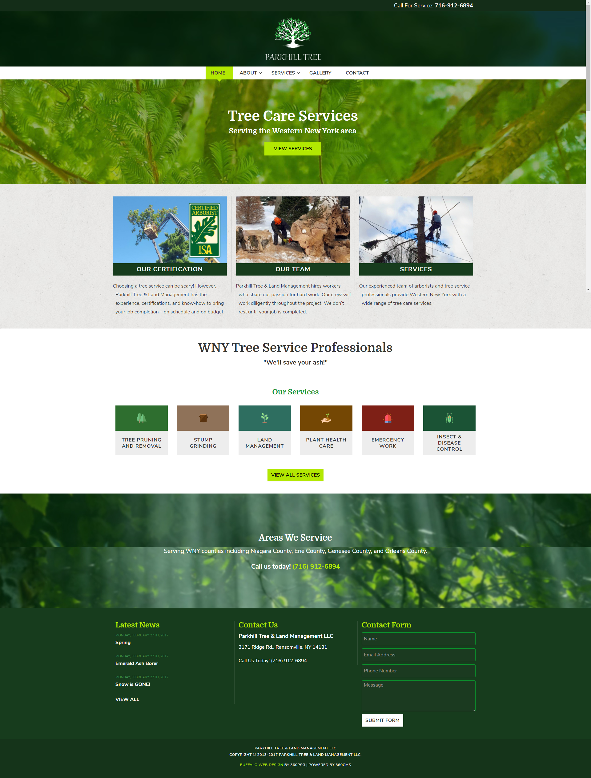 Parkhill Tree & Land Management Website - Desktop