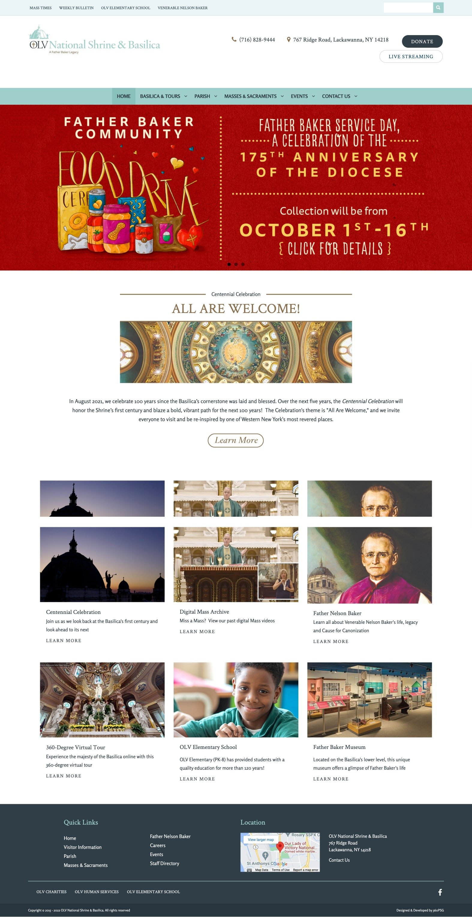 Our Lady of Victory National Shrine & Basilica Website - Desktop