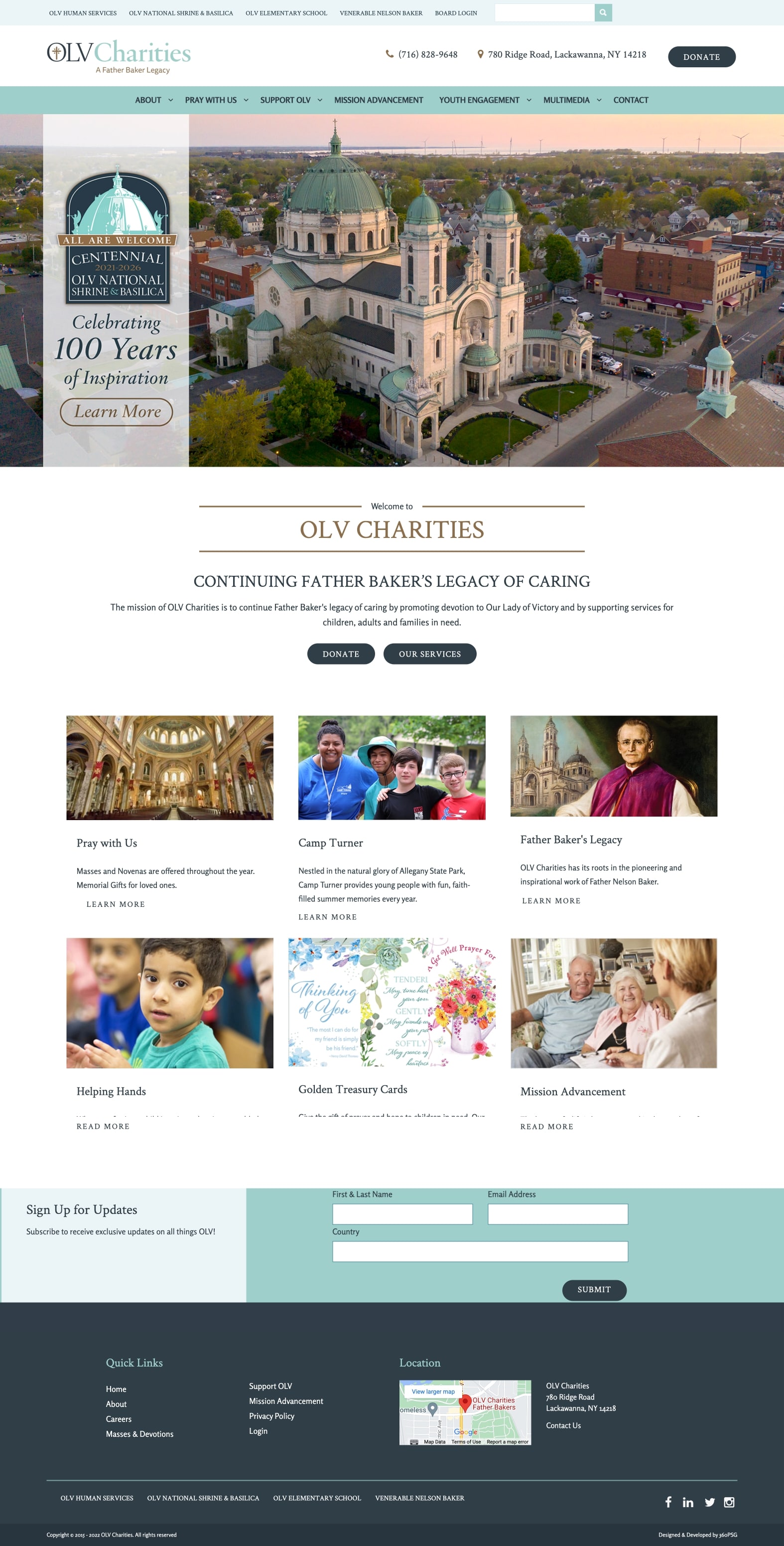 OLV Charities Website - Desktop