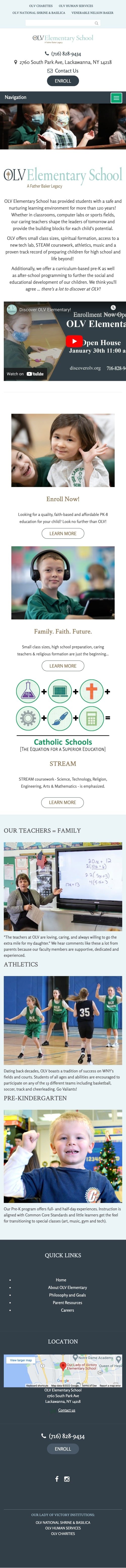 Our Lady of Victory Elementary Website - Mobile