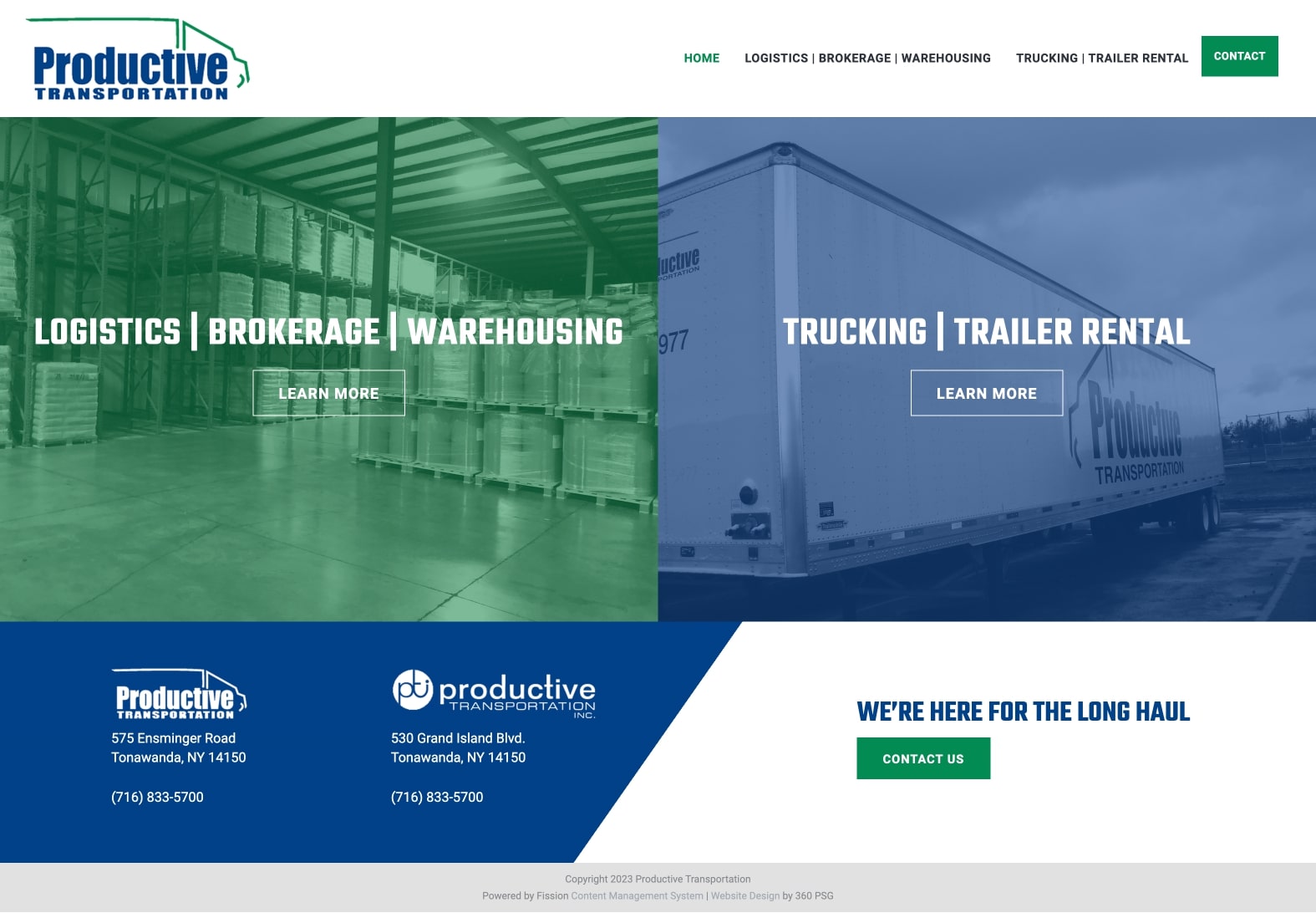Productive Transportation Website - Desktop