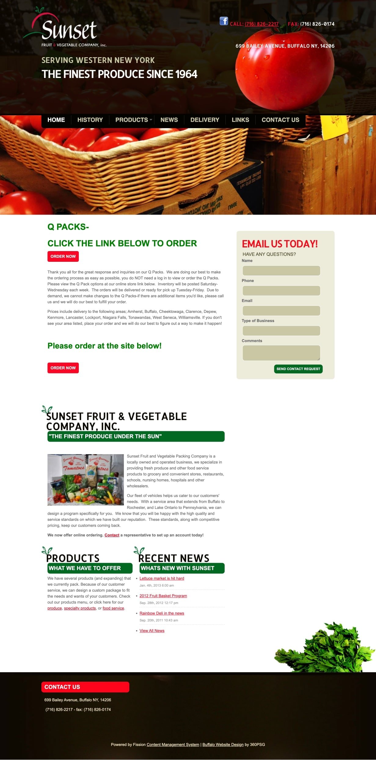 Sunset Fruit & Vegetables Website - Desktop