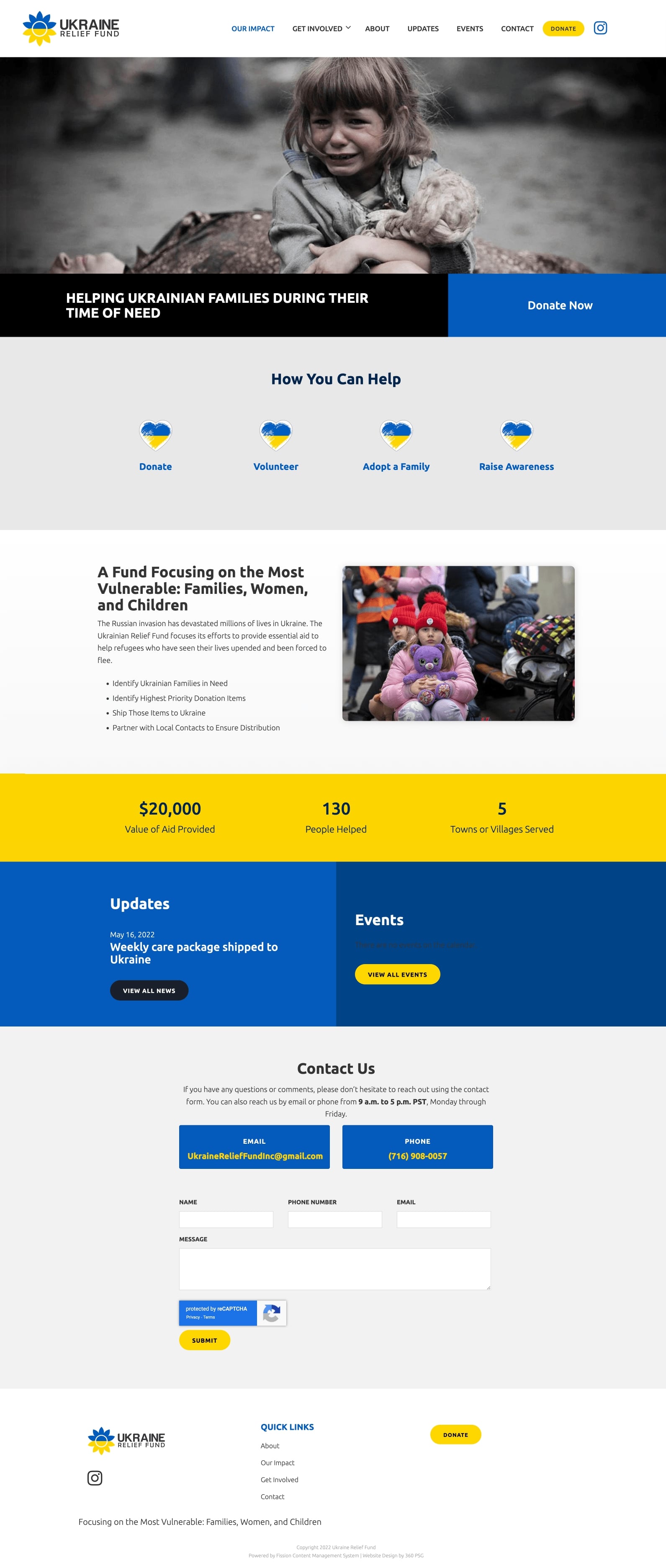 Ukraine Relief Fund Website - Desktop