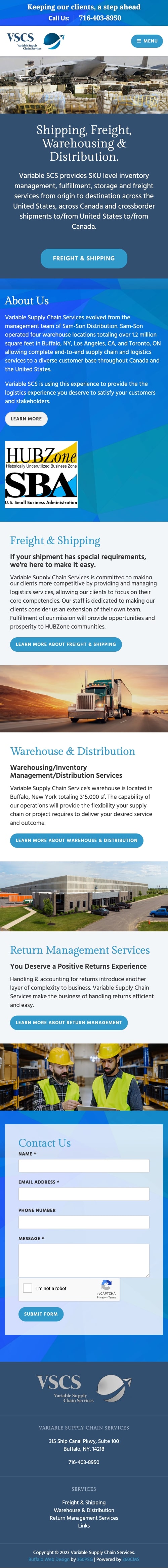 Variable Supply Chain Services Website - Mobile