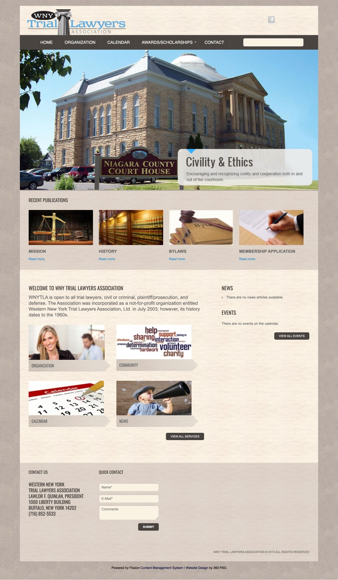 WNY Trial Lawyers Association Website - Desktop
